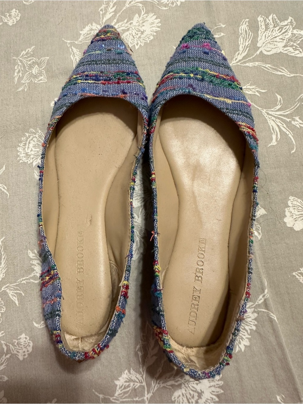 Audrey Brooke Blue Multicolor Pointed-Toe Flats